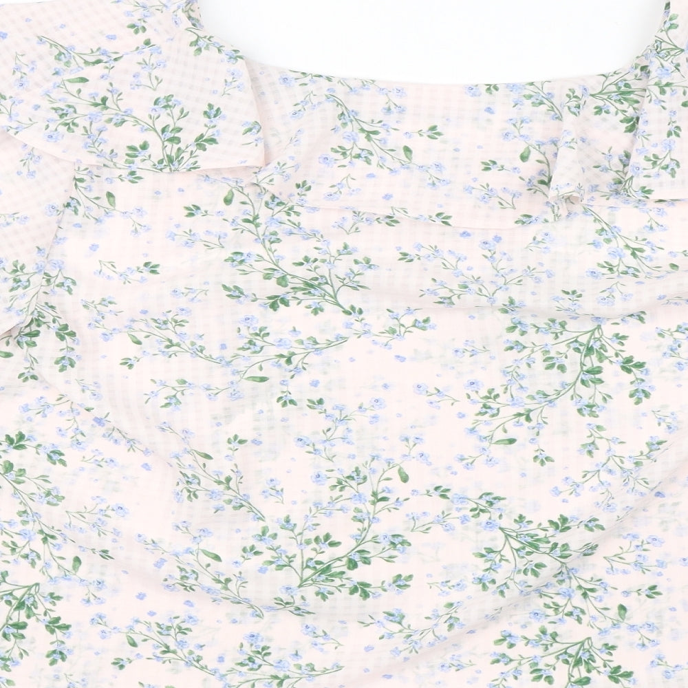 George Womens Pink Floral  Basic Blouse Size 14