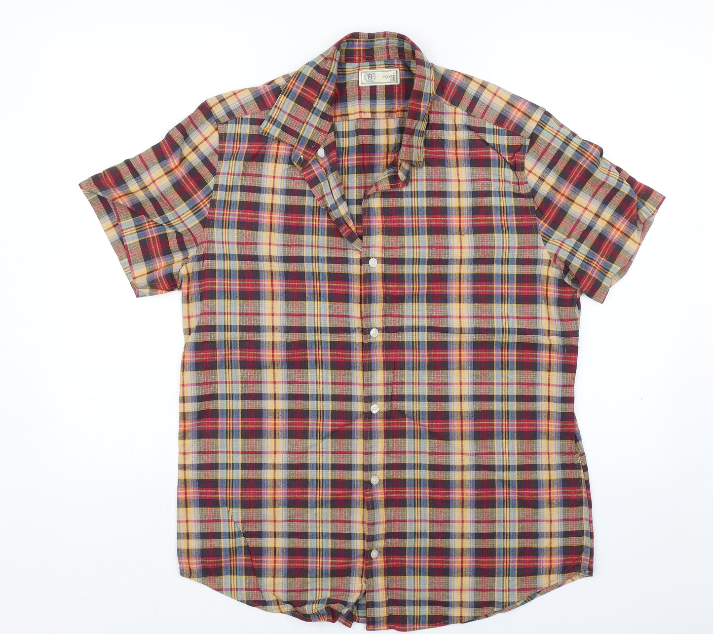 NEXT Mens Orange Plaid   Button-Up Size L