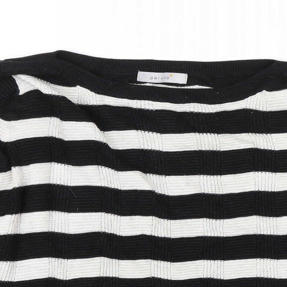 lPer Una Womens Black Striped  Pullover Jumper Size 18