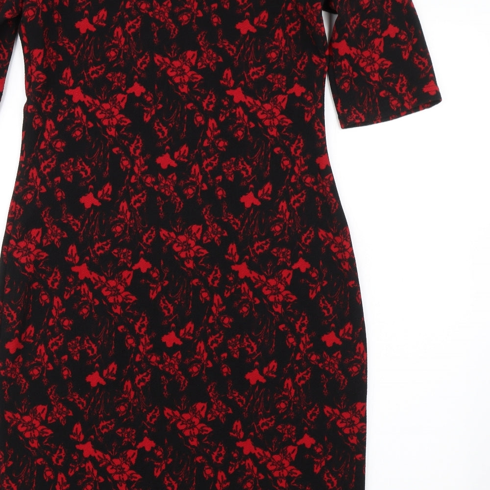 Peacocks Womens Red Floral  Shift  Size 12