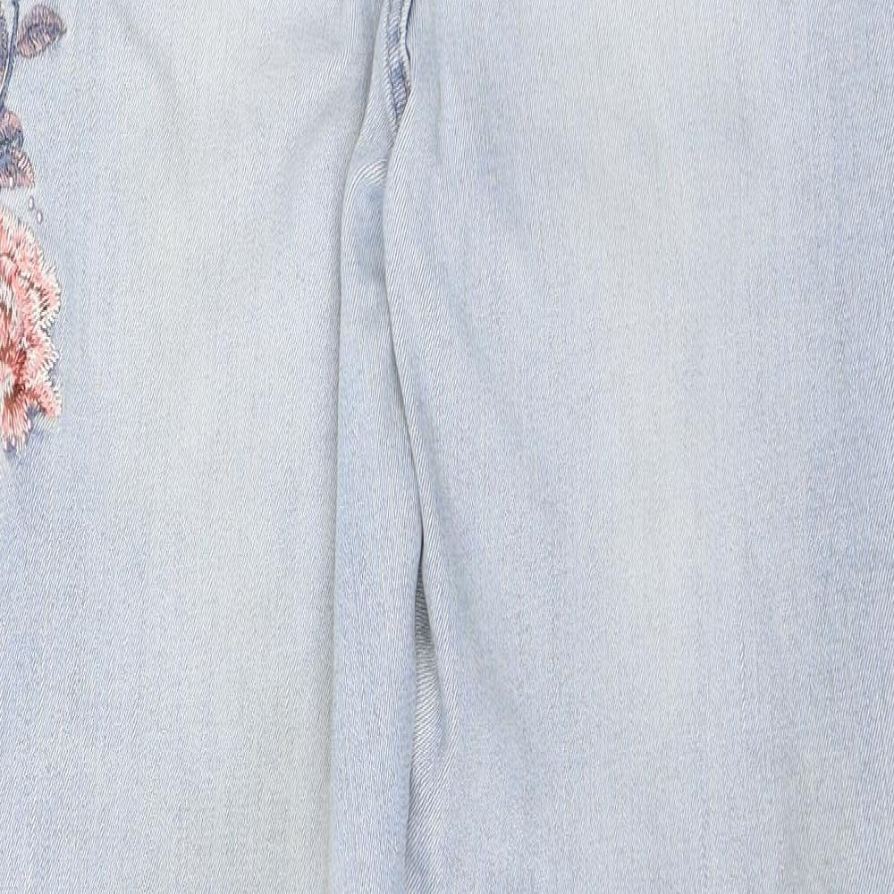NEXT Womens Blue Floral Denim Skinny Jeans Size 14 L31 in