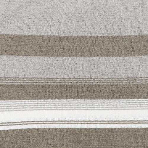 BM Collection Womens Brown Striped  Pullover Jumper Size XL