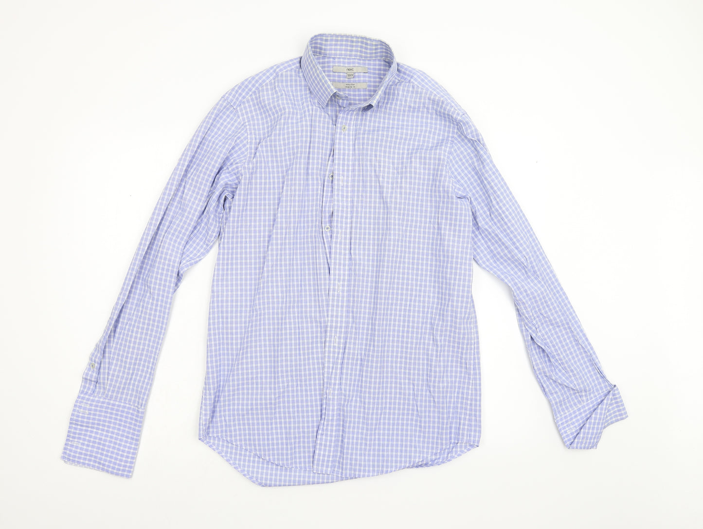 NEXT Mens Blue Check   Dress Shirt Size 15.5