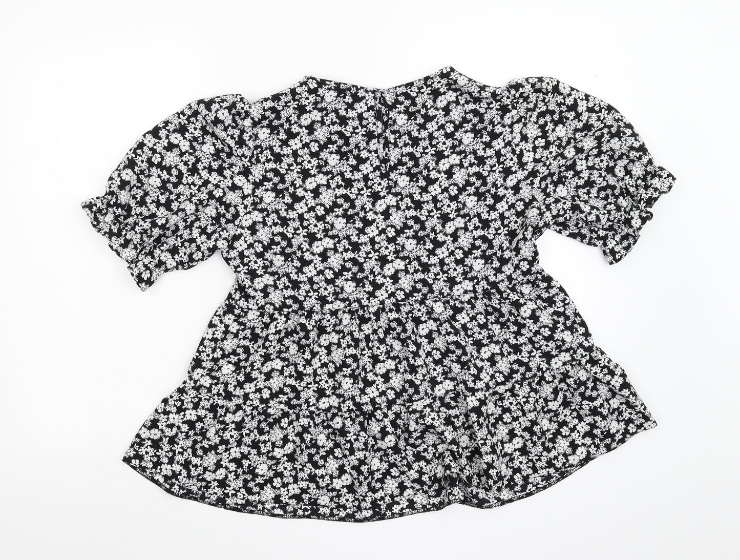 New Look Womens Black Floral  Basic Blouse Size 12