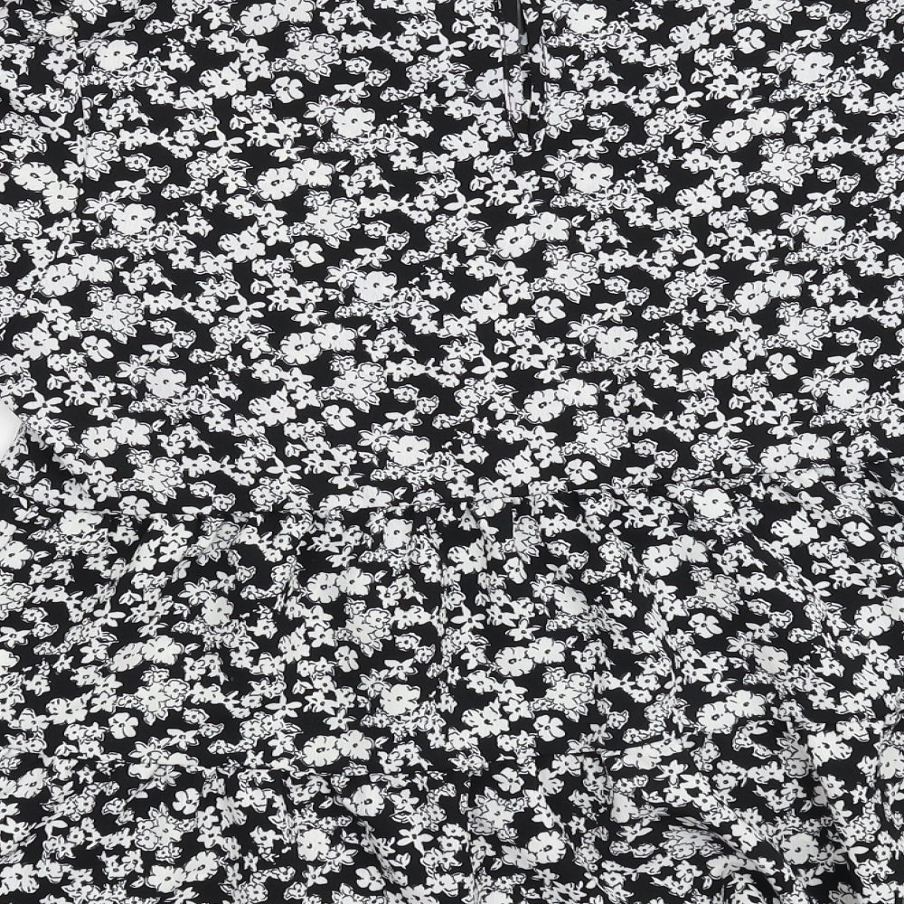 New Look Womens Black Floral  Basic Blouse Size 12