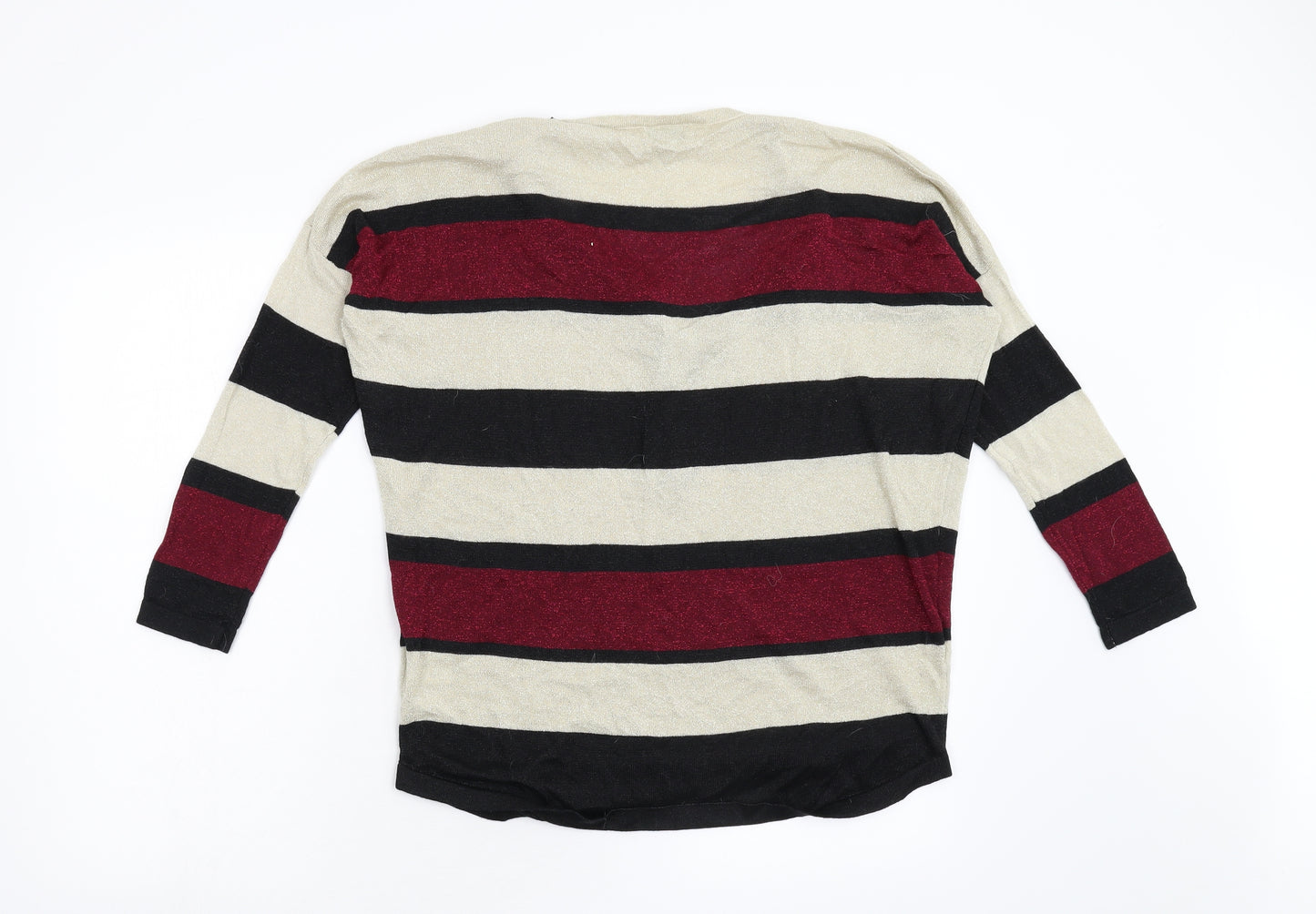 Blue Vanilla Womens Multicoloured Striped Knit Henley Jumper Size S