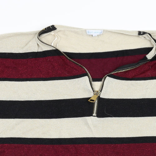 Blue Vanilla Womens Multicoloured Striped Knit Henley Jumper Size S