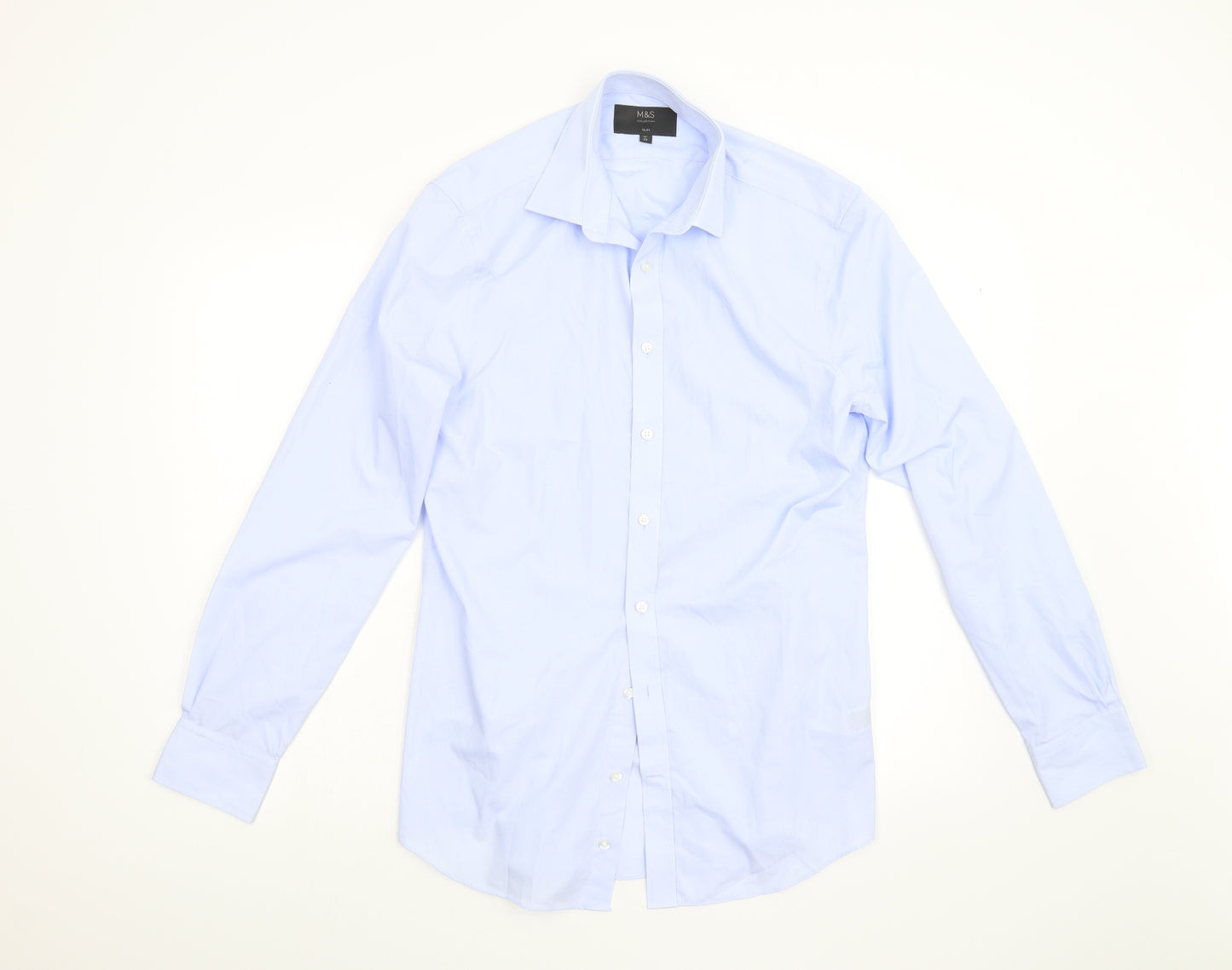 M&S Mens Blue    Button-Up Size 15