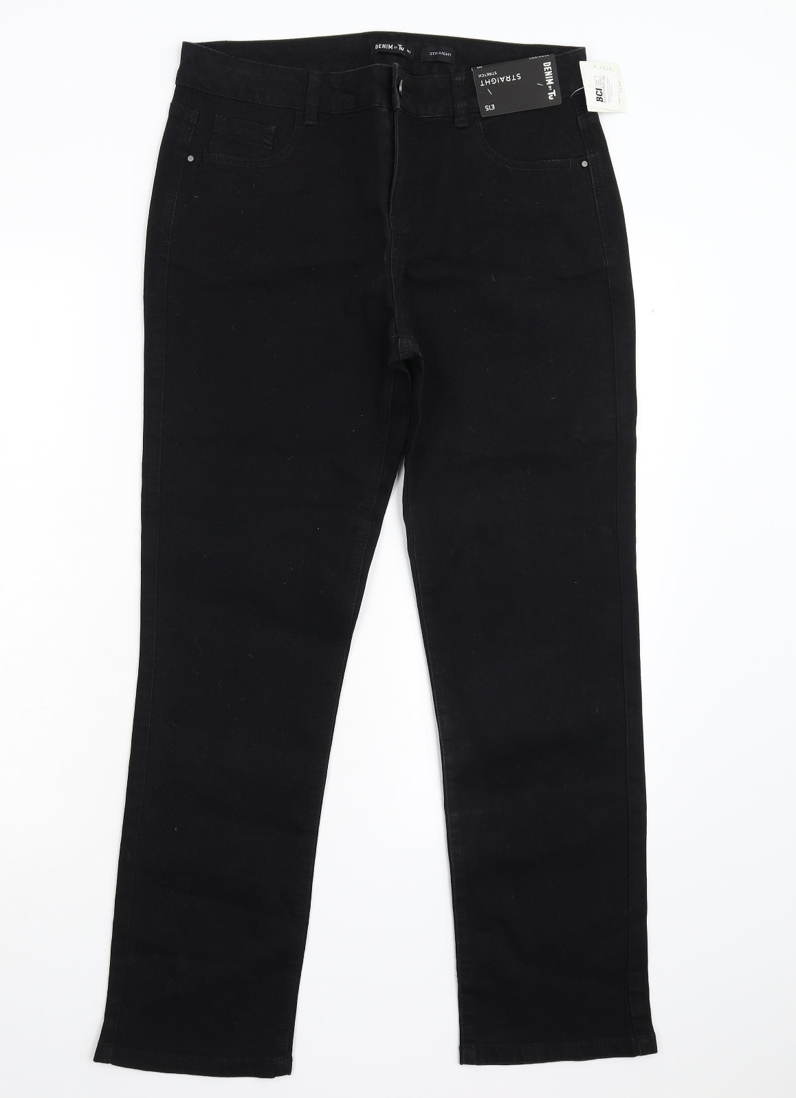 TU Womens Black  Denim Straight Jeans Size 14 L28 in