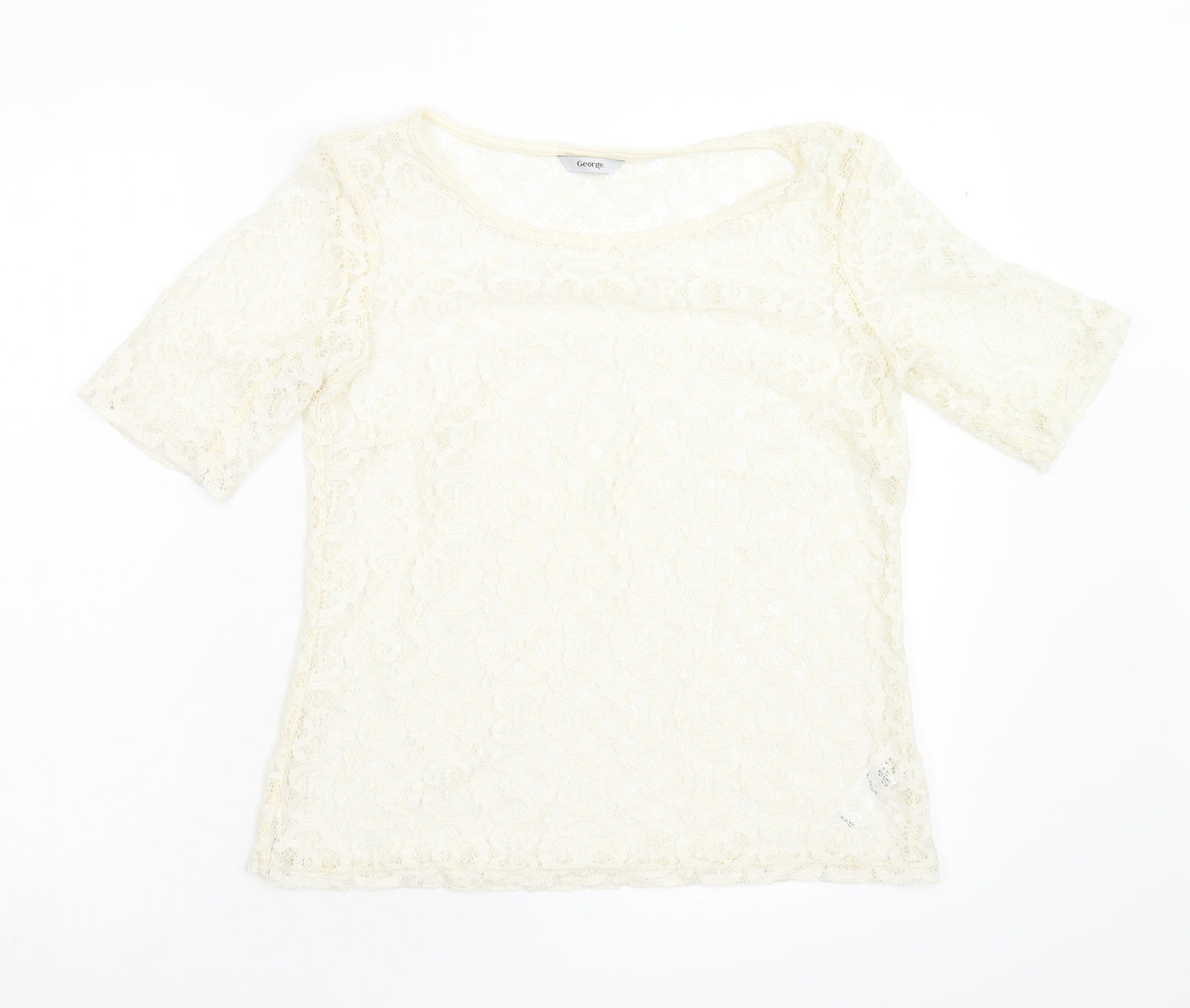 George Womens Ivory Floral  Basic Blouse Size 12