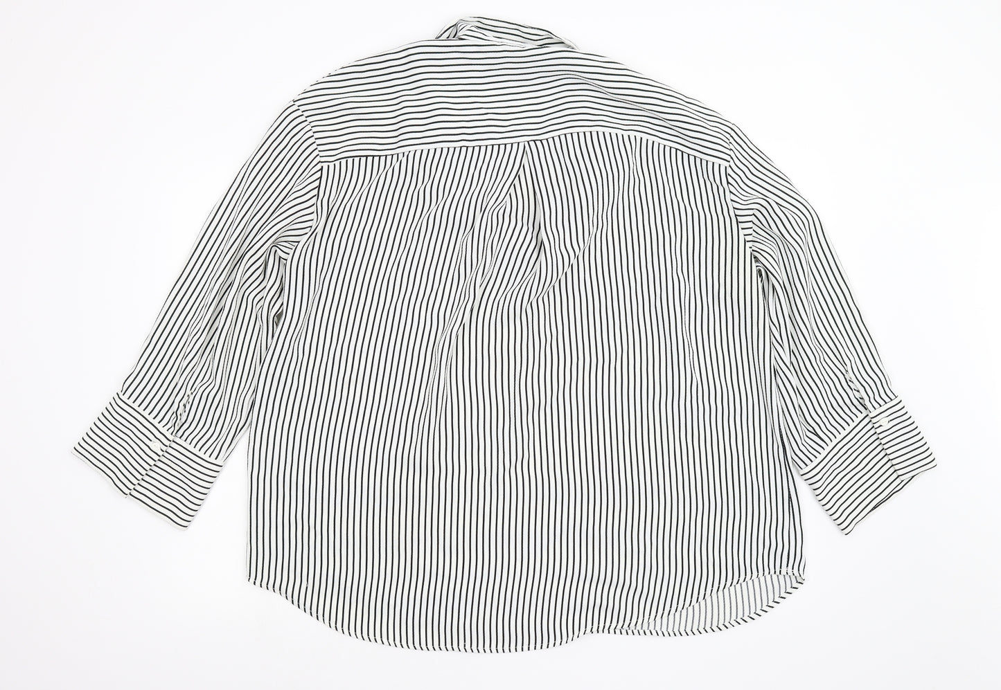 H&M Mens White Striped   Button-Up Size M