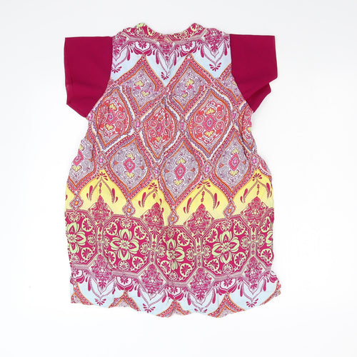 George Womens Pink Geometric Chiffon Basic Blouse Size 16