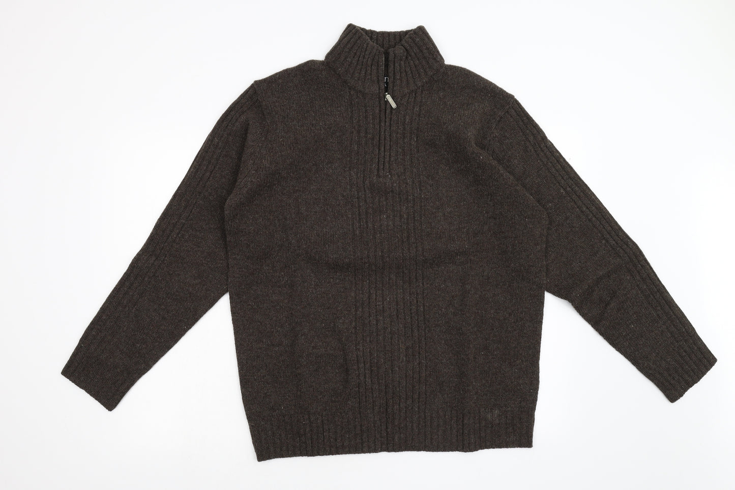 Avenue Mens Green  Knit Henley Jumper Size L  - Lambswool