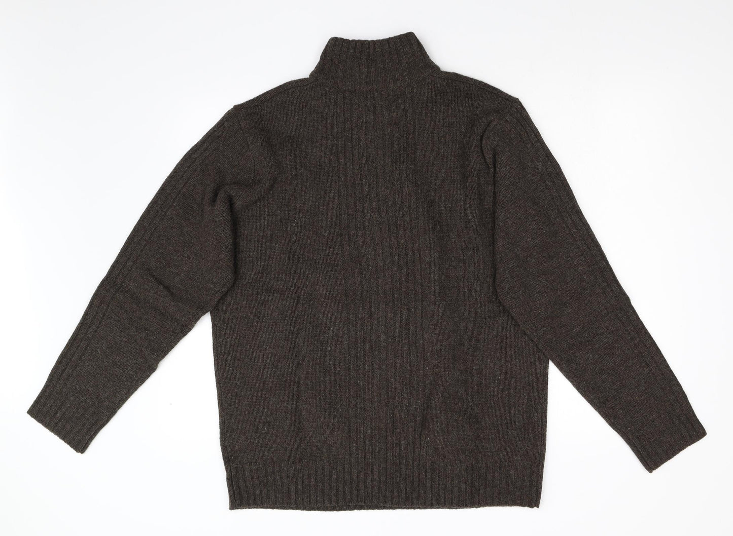 Avenue Mens Green  Knit Henley Jumper Size L  - Lambswool
