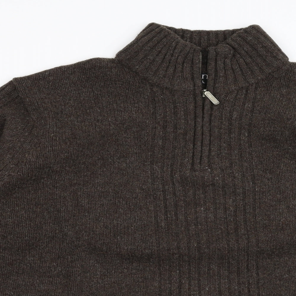 Avenue Mens Green  Knit Henley Jumper Size L  - Lambswool