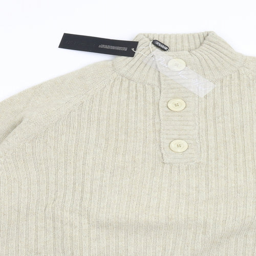 Avenue Mens Beige  Knit Pullover Jumper Size L