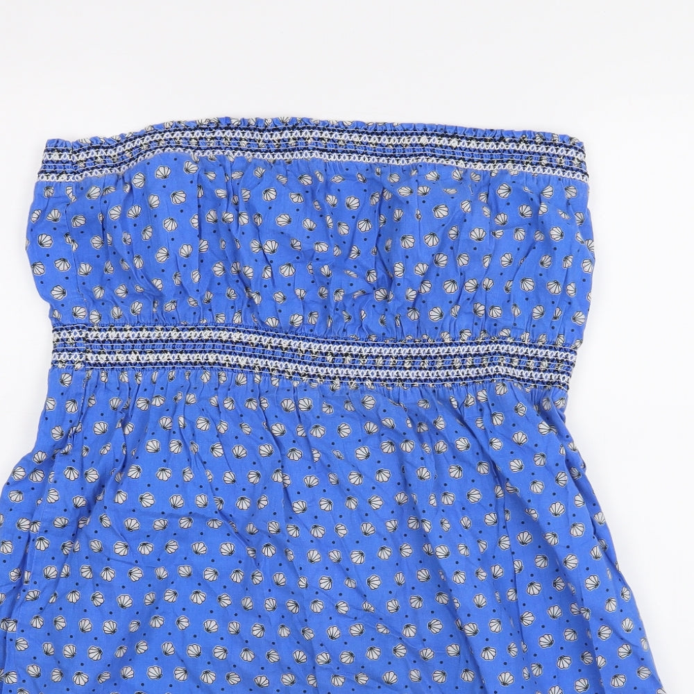 Oasis Womens Blue Animal Print  A-Line  Size L