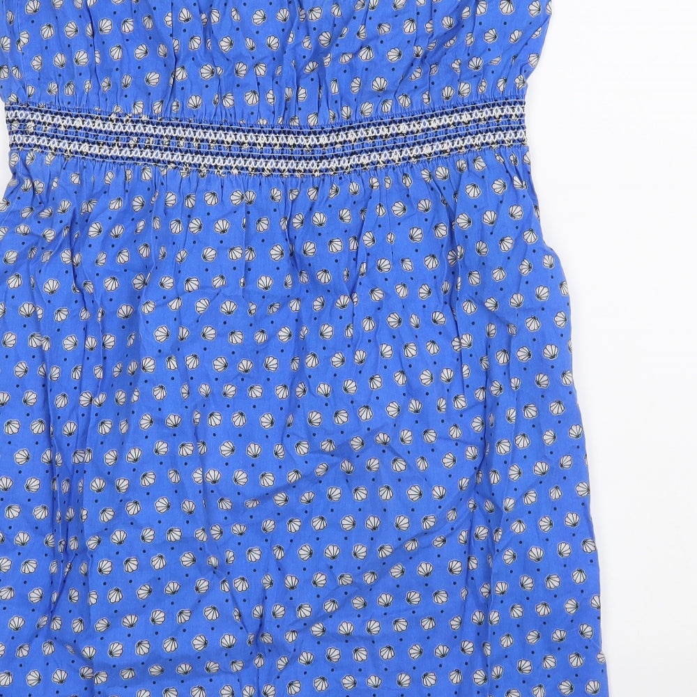 Oasis Womens Blue Animal Print  A-Line  Size L