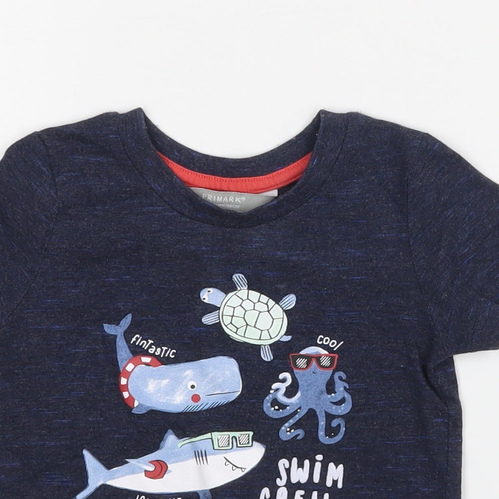 Primark Boys Blue   Basic T-Shirt Size 12-18 Months  - Swim Crew