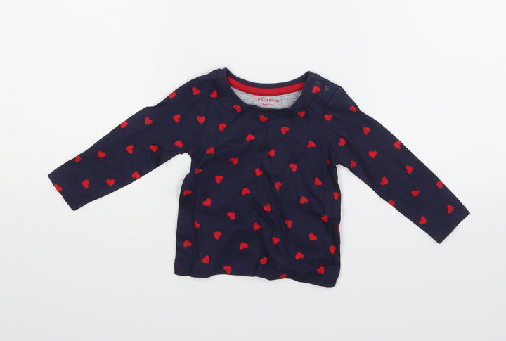 Primark Girls Blue Polka Dot Pullover T-Shirt Size 6-9 Months