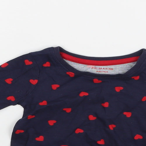Primark Girls Blue Polka Dot  Pullover T-Shirt Size 6-9 Months