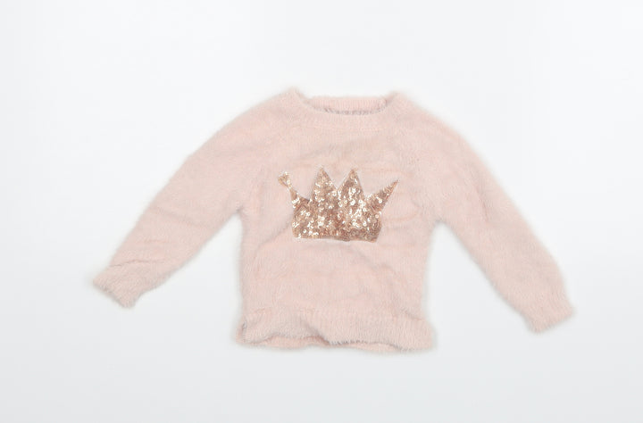 Primark Girls Pink Pullover Jumper Size 6-9 Months