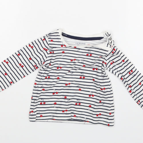 Primark Baby White Striped  Basic Blouse Size 6-9 Months