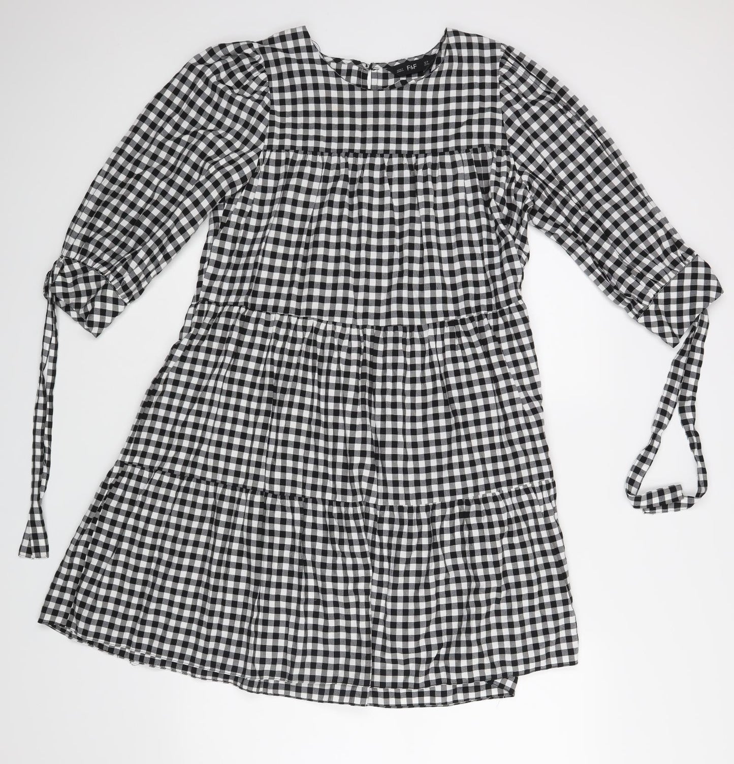 F&F Womens Black Check  A-Line  Size 10