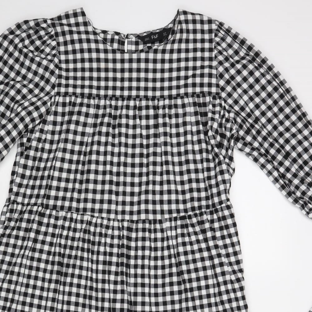 F&F Womens Black Check  A-Line  Size 10