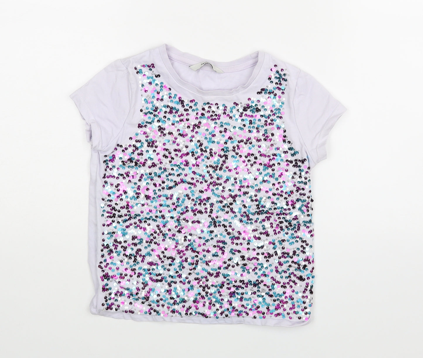 George Girls Purple   Basic T-Shirt Size 6-7 Years