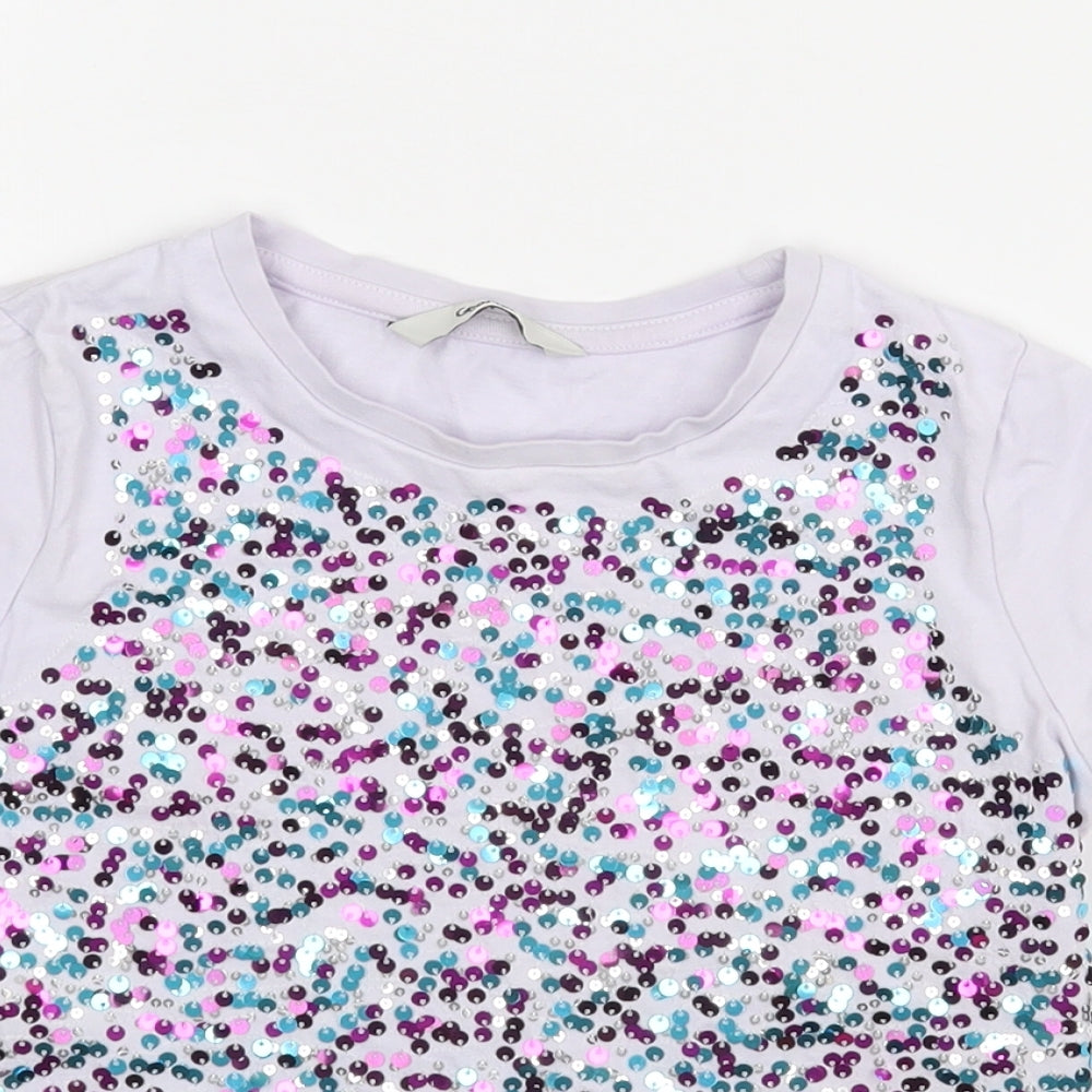 George Girls Purple   Basic T-Shirt Size 6-7 Years