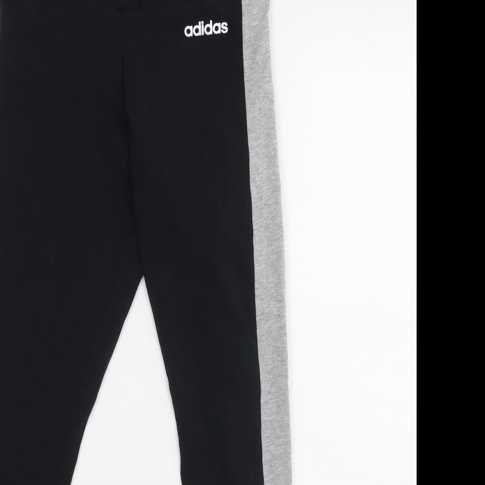 adidas Womens Black Striped  Jogger Leggings Size 8 L25 in