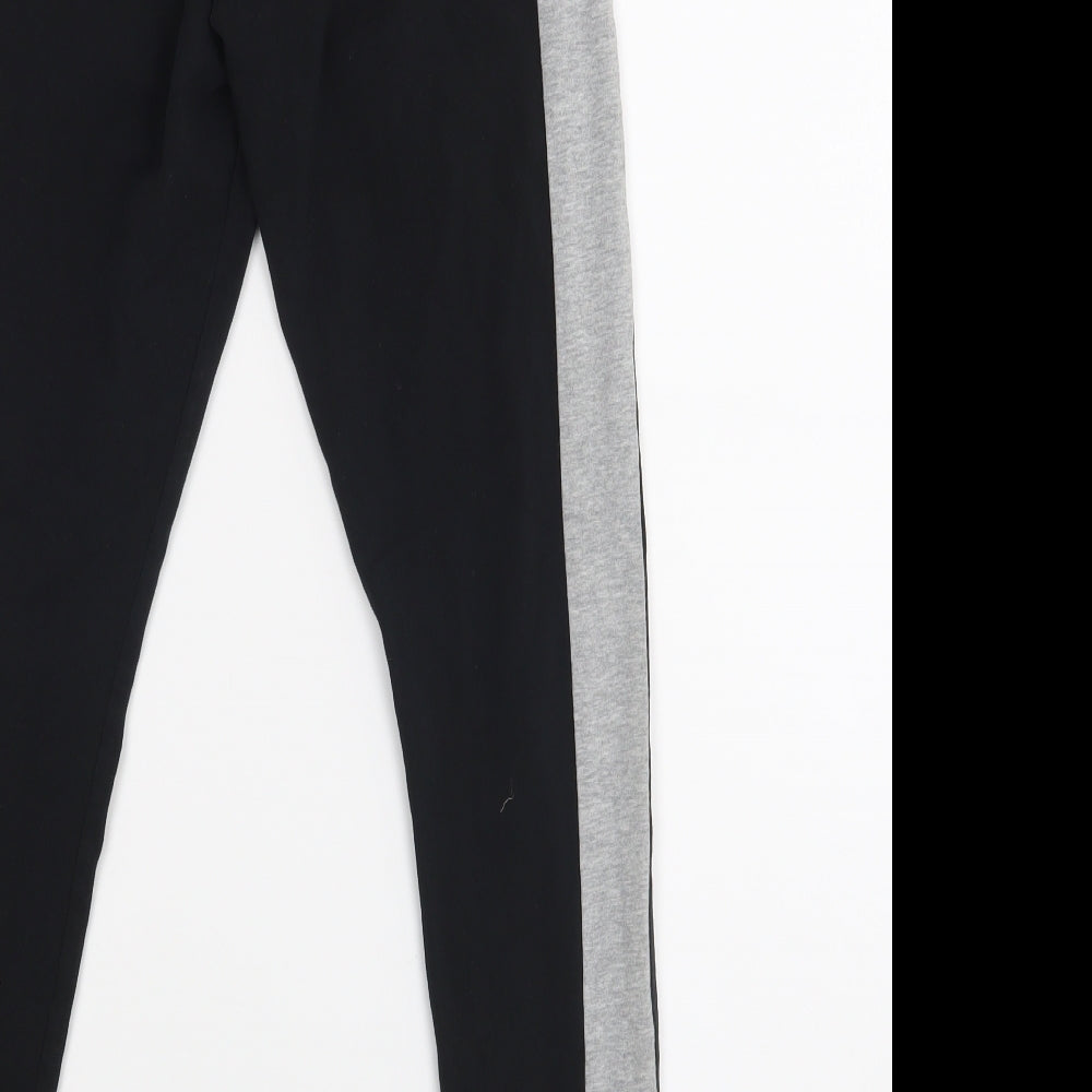 adidas Womens Black Striped  Jogger Leggings Size 8 L25 in