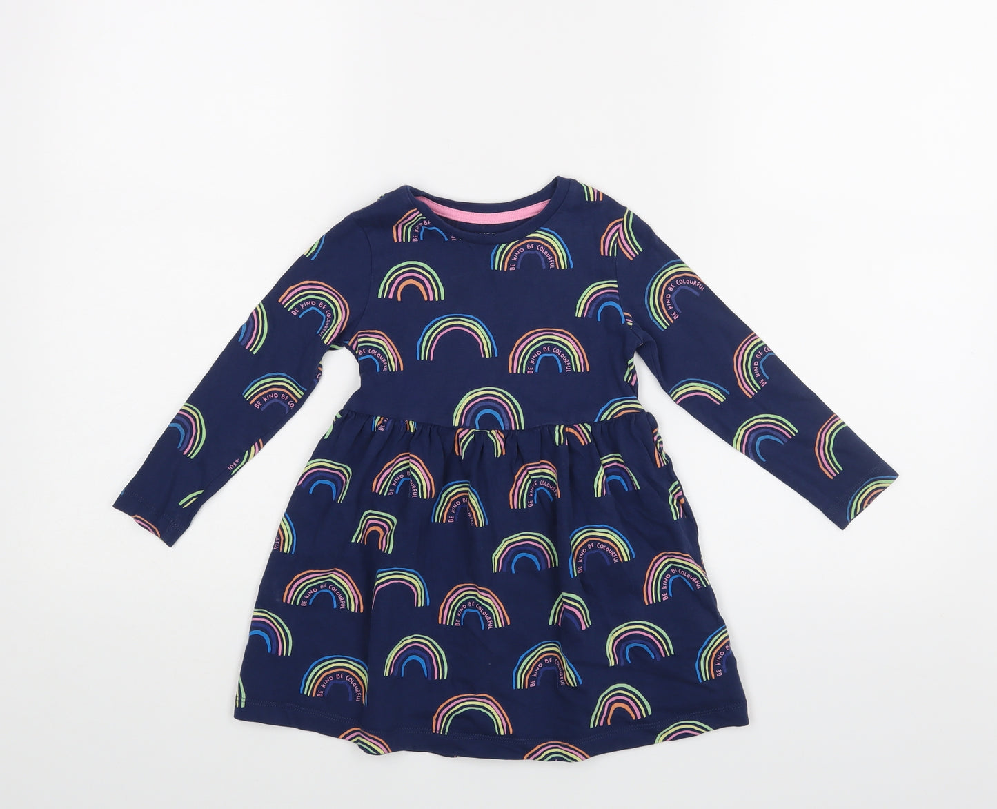 M&S Girls Blue Striped  A-Line  Size 2-3 Years