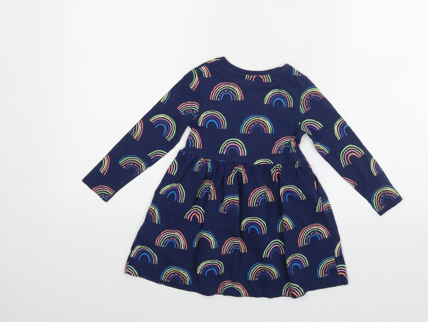 M&S Girls Blue Striped  A-Line  Size 2-3 Years