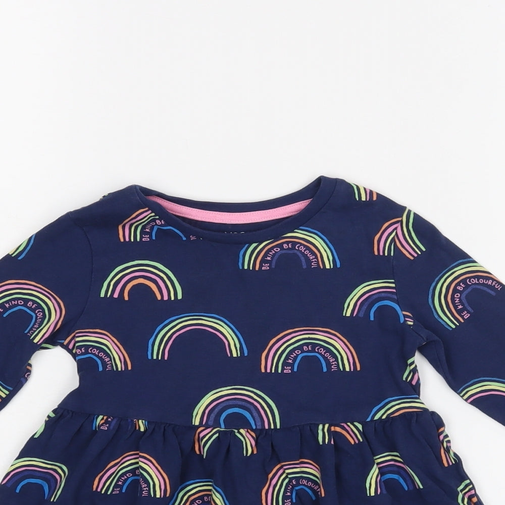 M&S Girls Blue Striped  A-Line  Size 2-3 Years