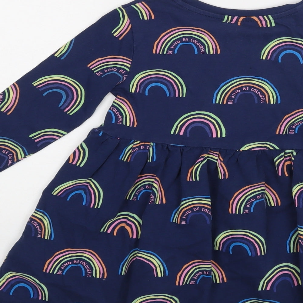 M&S Girls Blue Striped  A-Line  Size 2-3 Years