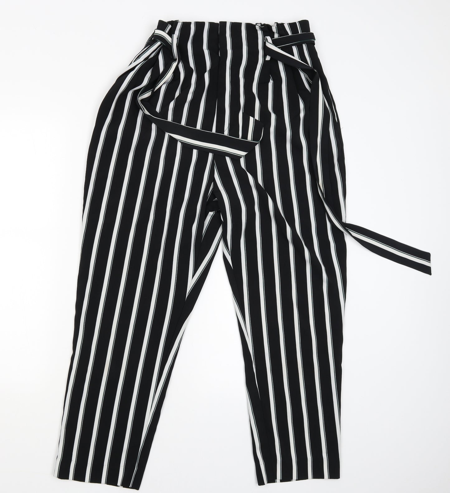 TU Womens Black Striped  Trousers  Size 16 L26.5 in