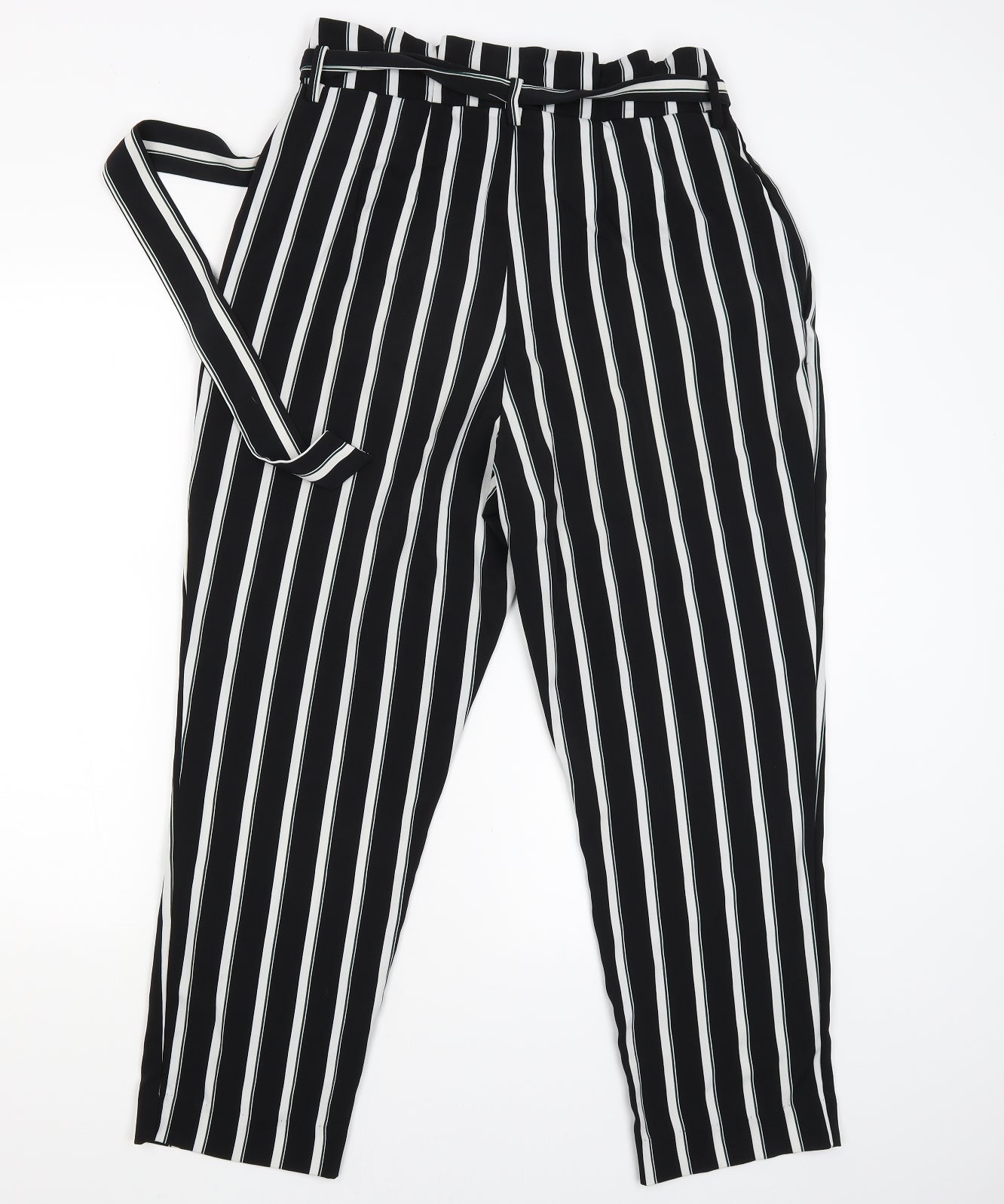 TU Womens Black Striped  Trousers  Size 16 L26.5 in