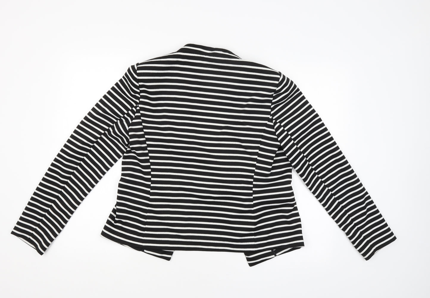 M&S Womens Black Striped  Cardigan Jumper Size 14