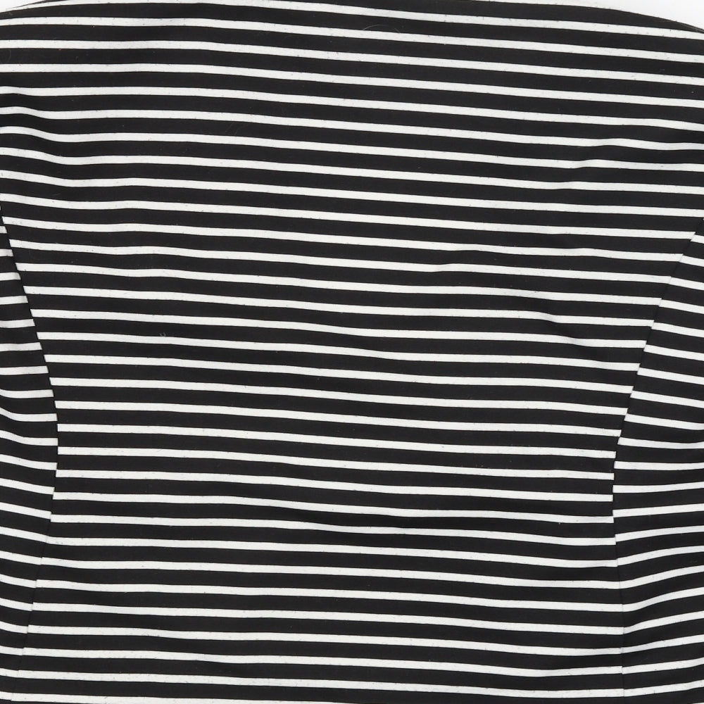 M&S Womens Black Striped  Cardigan Jumper Size 14