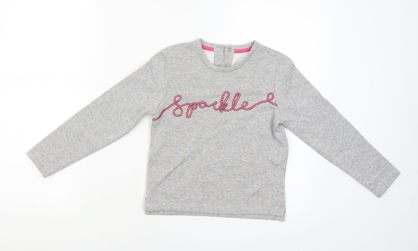 M&S Girls Grey   Pullover Jumper Size 6-7 Years  - Stitched Wording