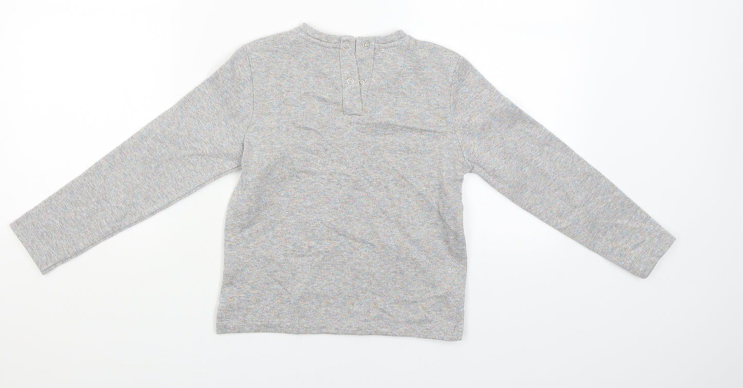 M&S Girls Grey   Pullover Jumper Size 6-7 Years  - Stitched Wording