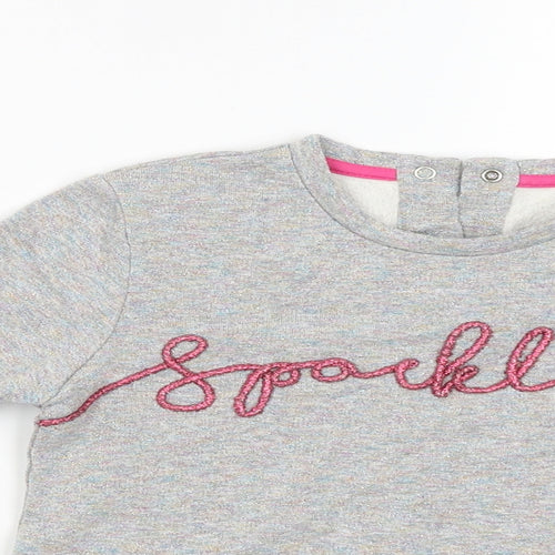M&S Girls Grey   Pullover Jumper Size 6-7 Years  - Stitched Wording