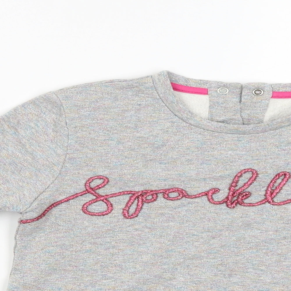 M&S Girls Grey   Pullover Jumper Size 6-7 Years  - Stitched Wording