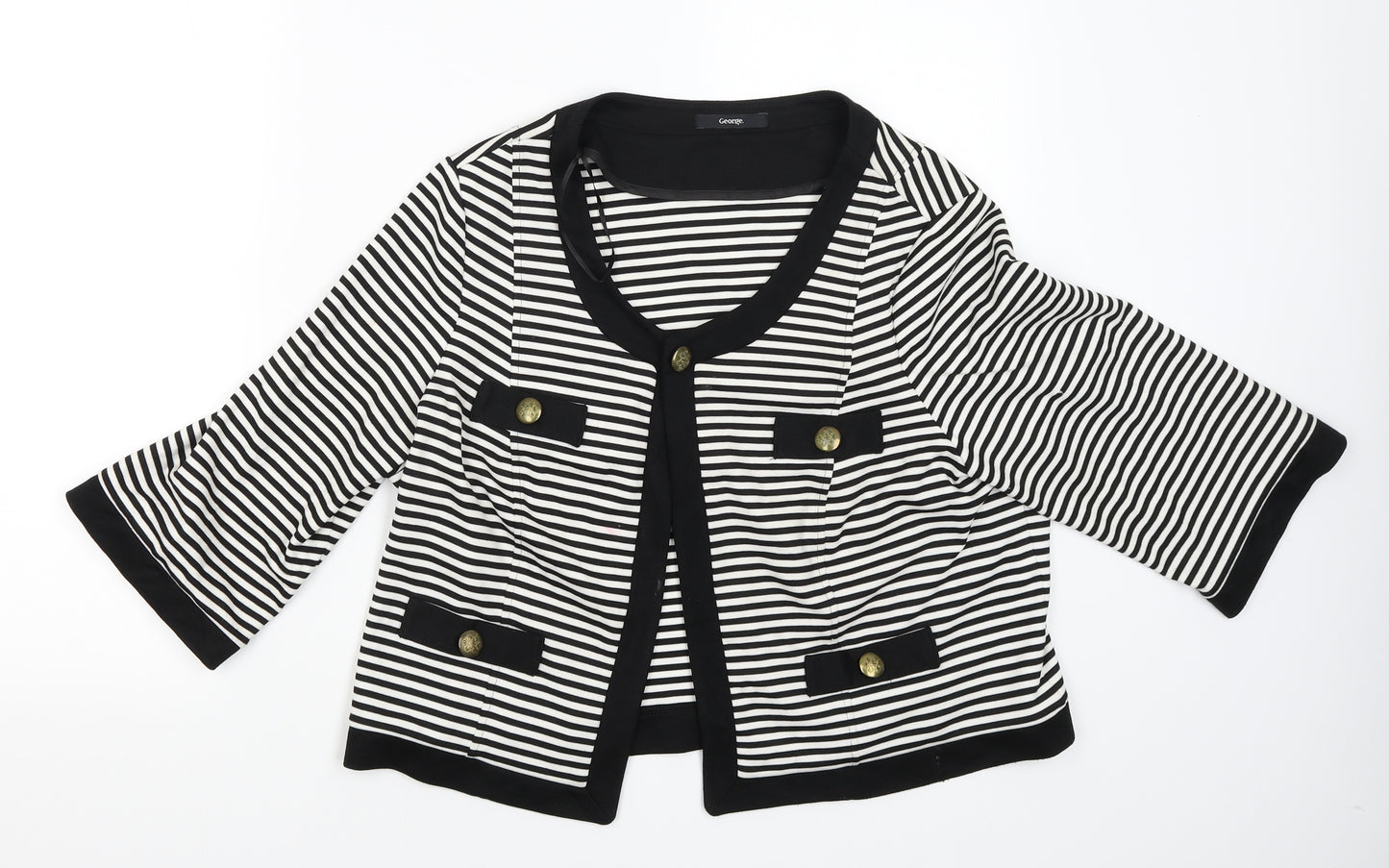George Womens Black Striped  Cardigan Jumper Size 18