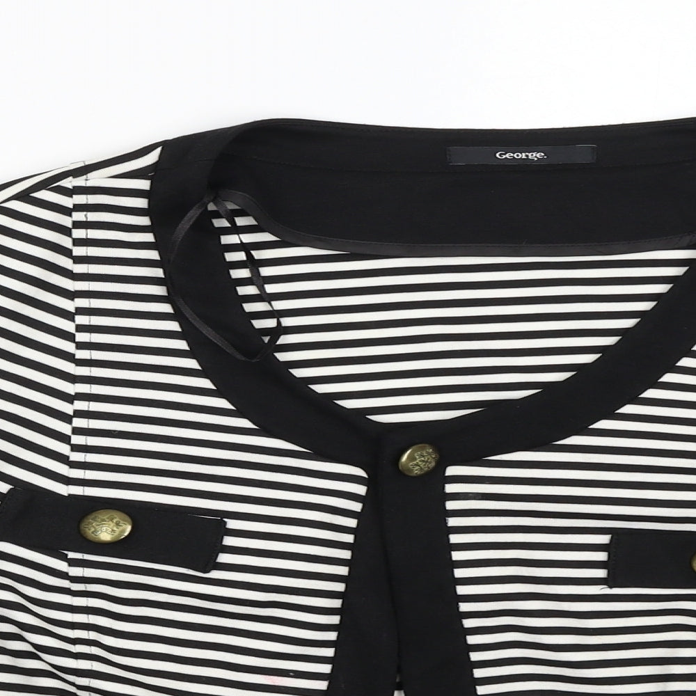 George Womens Black Striped  Cardigan Jumper Size 18