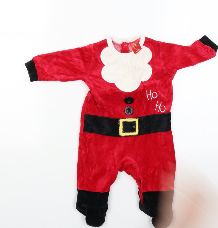 Santas little Helper Boys Red Romper One-Piece Size 3-6 Months - Santa Suit