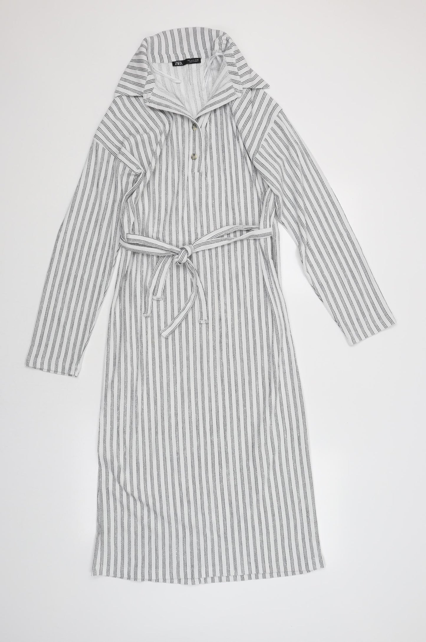 Zara Womens White Striped  Jacket Dress  Size S