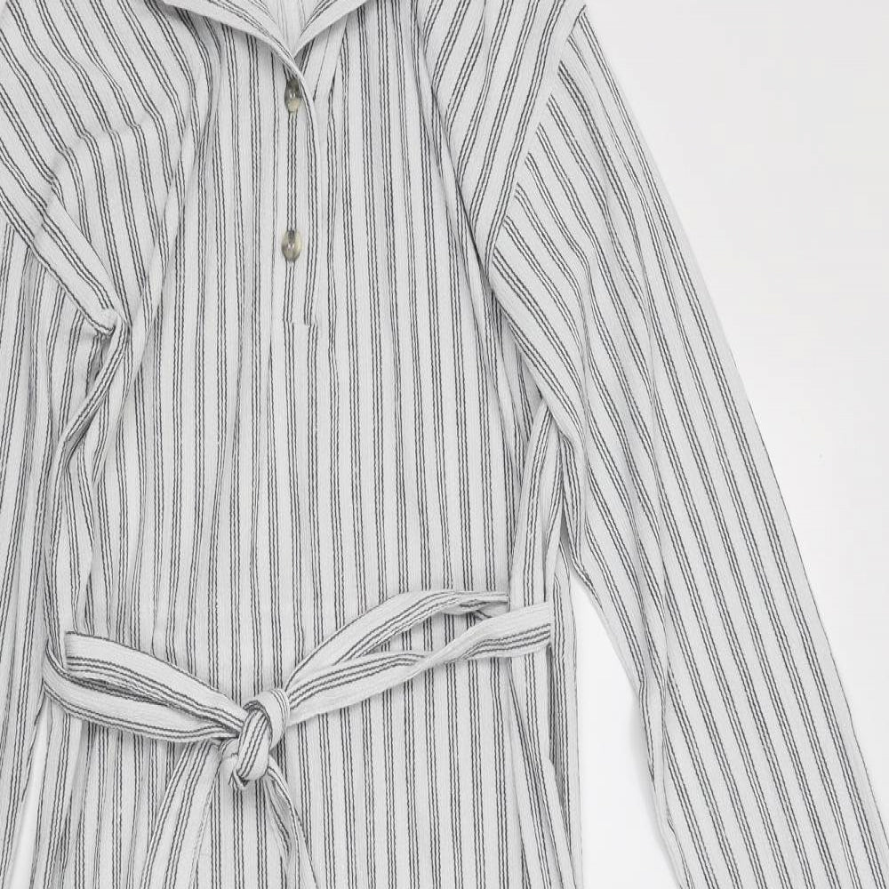 Zara Womens White Striped  Jacket Dress  Size S
